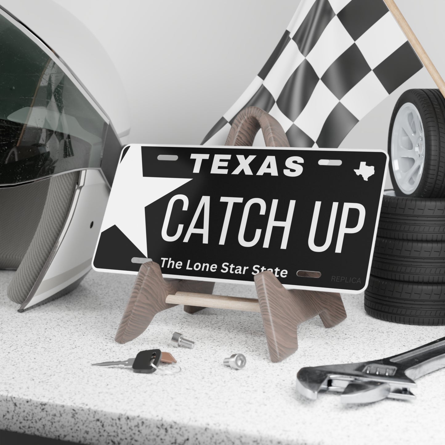 Texas Style "CATCH UP" Vanity License Plate