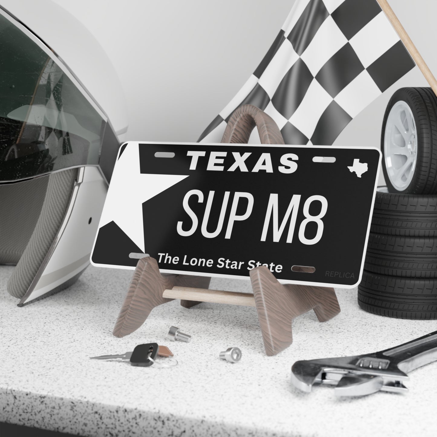 Texas Style "SUP M8" Vanity License Plate
