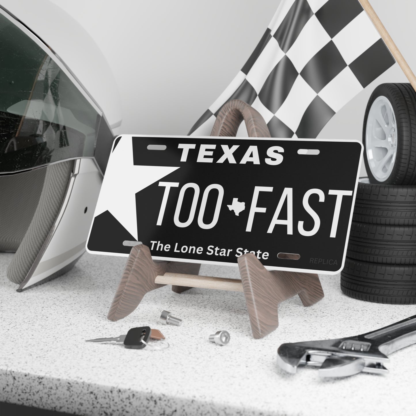 Texas Style "TOO FAST" Vanity License Plate